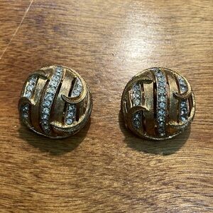 Elegant Gold and Silver Crystal Earrings Vintage Kramer